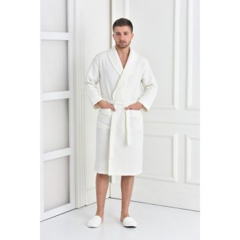 Afra Erkek Pike Bornoz %100 Pamuk Xl Krem