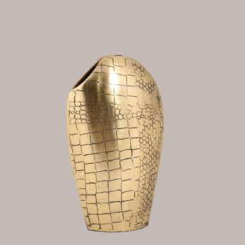 Ak.ıv0363 Vitale Metal Krokodil Elips Küçük Vazo 5x15x21cm