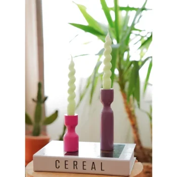 Mum0207 Candy 2li Şamdan Mumu 17cm Yeşil - Görsel 3