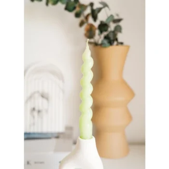 Mum0207 Candy 2li Şamdan Mumu 17cm Yeşil - Görsel 5