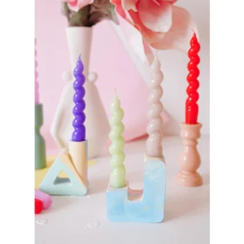 Mum0207 Candy 2li Şamdan Mumu 17cm Yeşil - Görsel 6