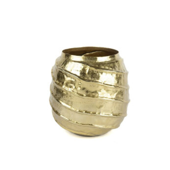 P299.382117 Shiny Gold Spiral Metal Vazo 29x30cm