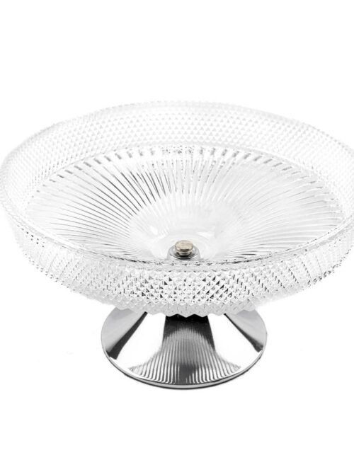 P350.371814 Ayaklı Cam Servis 23x13cm Gümüş