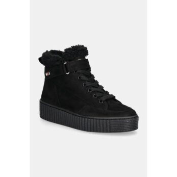 Th Fw0fw08172 Faux Fur Nubuck Low Lace-up Kadın Bot