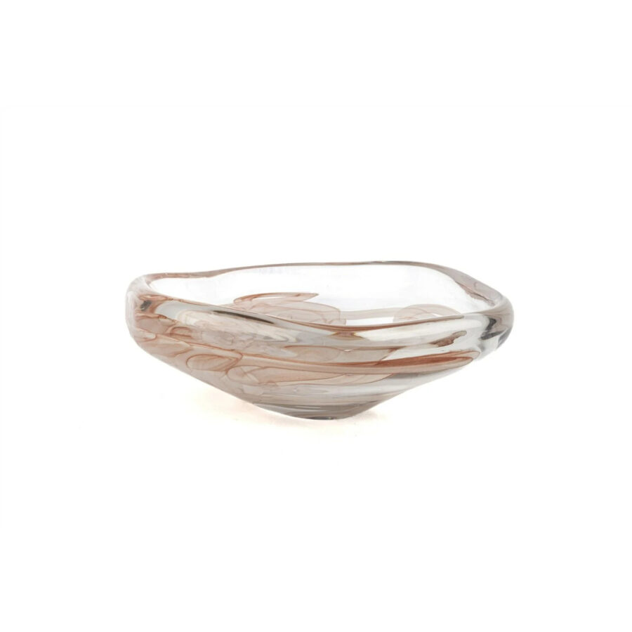 P355.100763 Gül Kurusu Çizgili Cam Dekoratif Tabak 27x9cm - Görsel 3