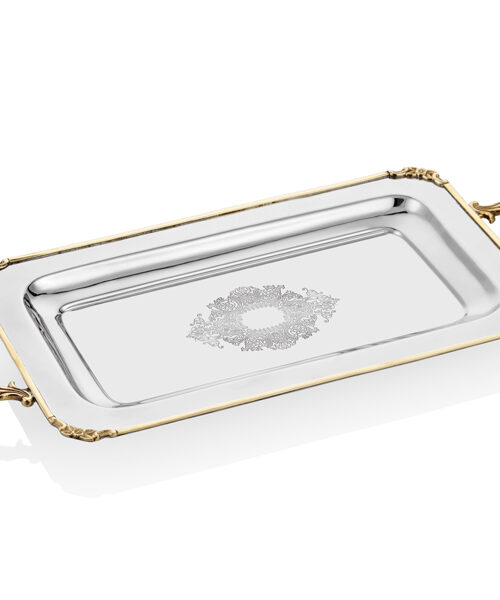 1mg-15642n Black Pearl Sade Kulplu Dıkdortgen Tepsı Kucuk 46.5x21.5x5.5 Cm