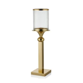 1prg-21814g Aluna Cızgılı Camlı Gold Kucuk Mumluk 15x15x63,5 Cm