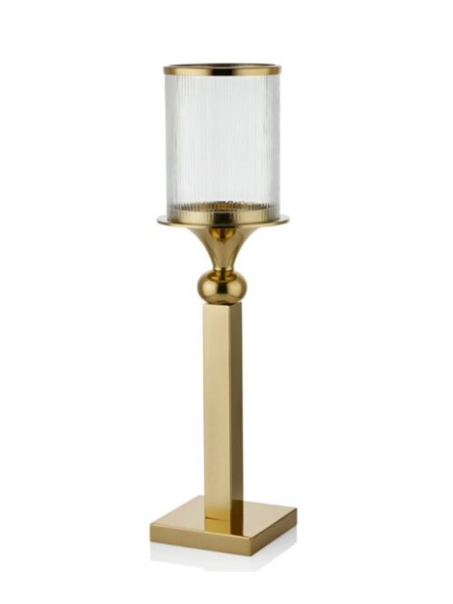 1prg-21814g Aluna Cızgılı Camlı Gold Kucuk Mumluk 15x15x63,5 Cm