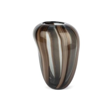 P351.372590 Kahve Çizgili Cam Vazo 19x18x28cm Füme