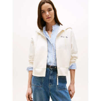 Th Ww0ww45742 Scrıpt Reg Pıque Zıpup Hoodıe Kadın Sweatshirt - Görsel 2