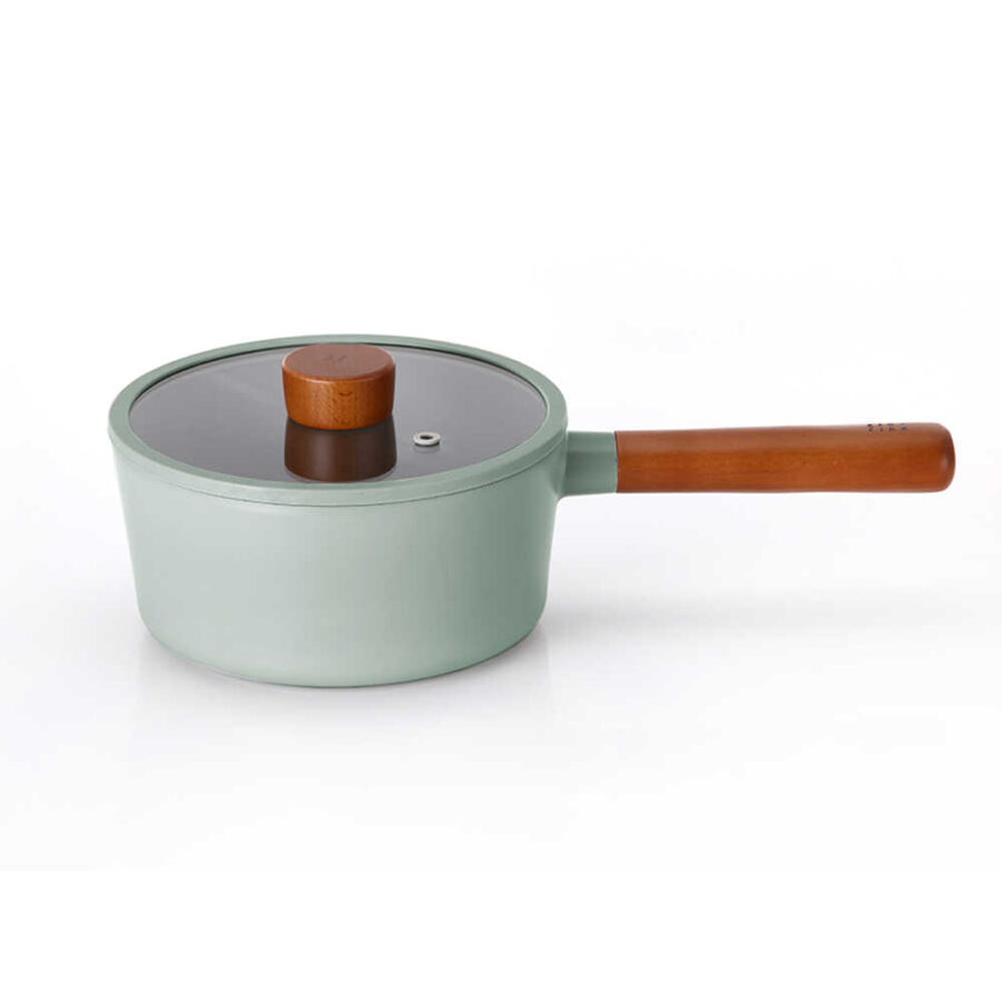 D-neog218 Fika Cam Kapaklı Alüminyum Döküm Sos Tenceresi 18cm Gri - Görsel 6