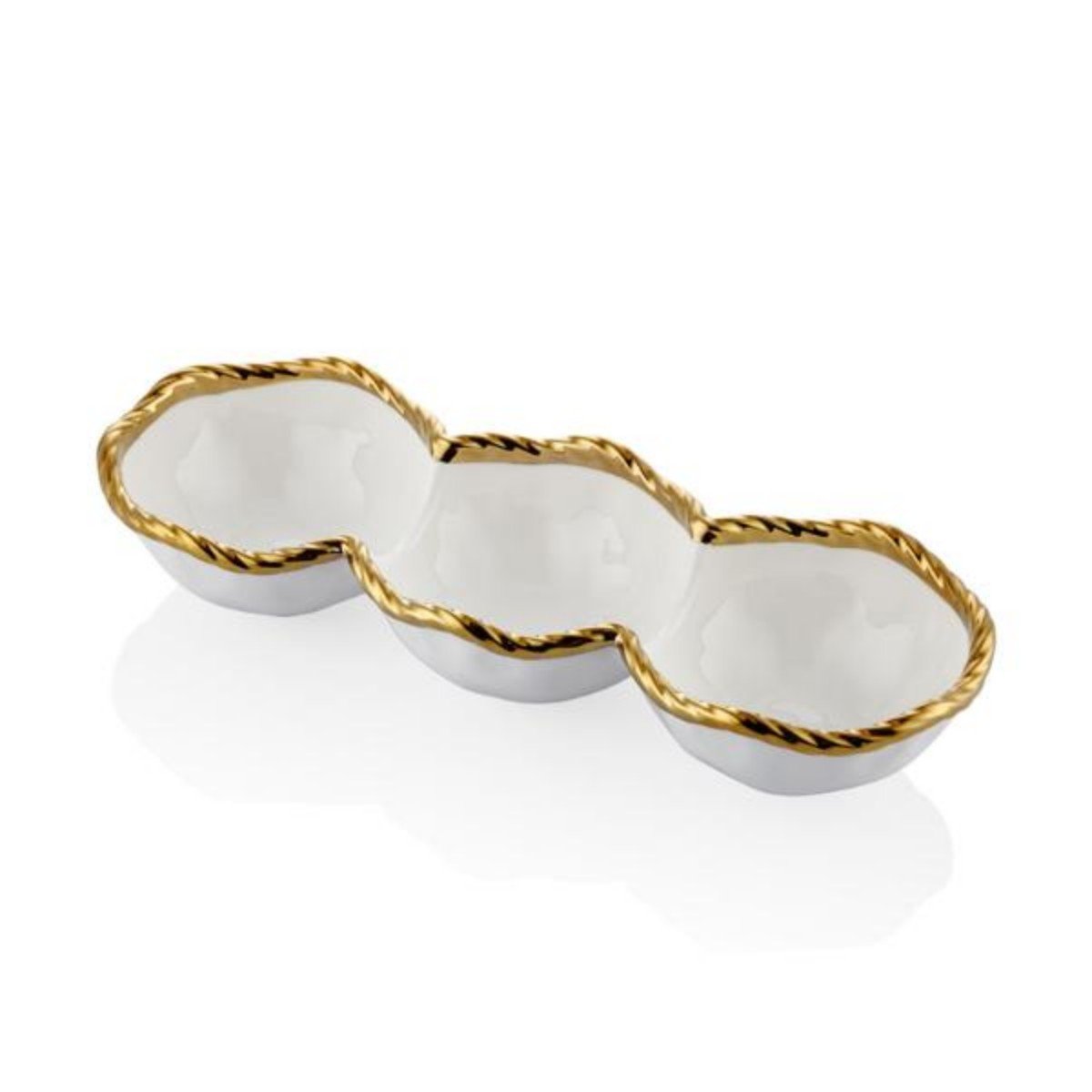 1yw-e14g Wave 3lü Çerezlik 26x9x8cm Beyaz Altın – BEYAZ-ALTIN - Görsel 1