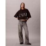 Ck Lv047d206g Ss Calvın Kleın Cropped Graphıc Kadın Tshırt - SİYAH - Görsel 2