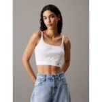 Ck J20j225227 Woven Label Sweater Bralette Kadın Sweaters – BEYAZ