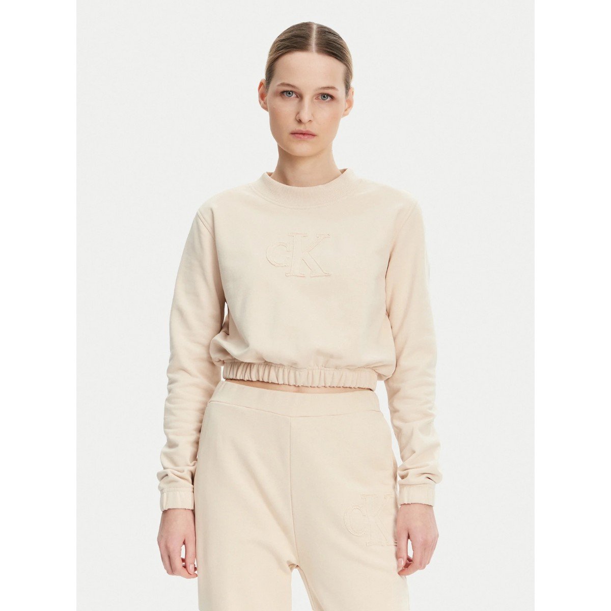 152485-0-ck-j20j225363-ck-applique-crewneck-kadin-sweatshirt-01f35ffe0aef Ck J20j225363 Ck Applıque Crewneck Kadın Sweatshırt – BEJ - Görsel 1