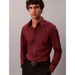 Ck Lv040bm127 Ls Solıd Supıma Stretch Slım Erkek Gömlek – BORDO - Görsel 5