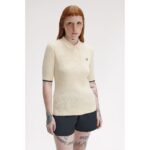 Fred Perry K9113 Mesh Knıt Polo Kadın Tshırt – AÇIK EKRU - Görsel 3