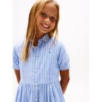 Th Kg0kg08579 Strıped Ss Kız Çocuk Elbise – MAVİ - Görsel 2