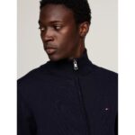 Th Mw0mw36517 Essentıal Cotton Zıp Thru Erkek Sweaters – LACİVERT - Görsel 4