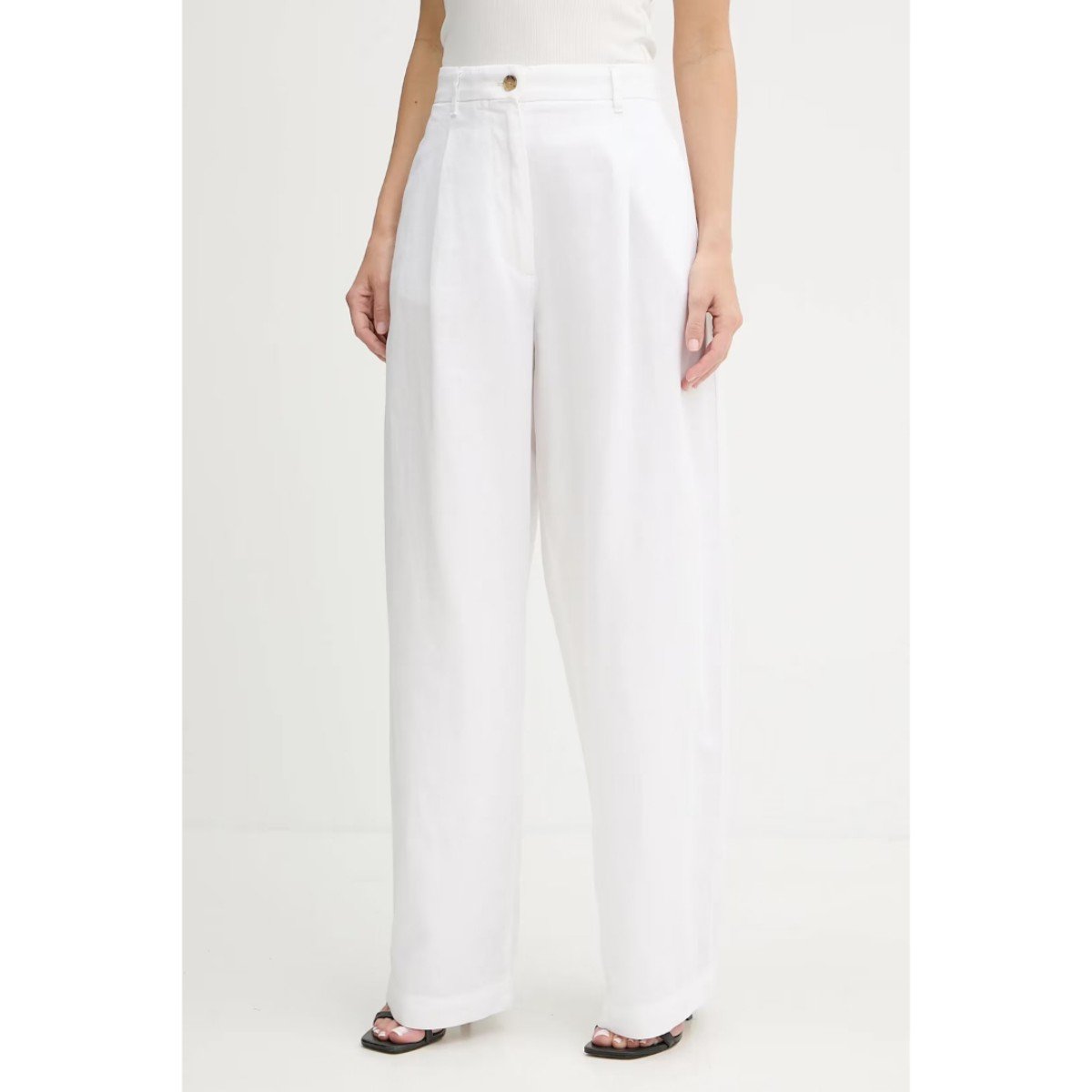 169428-0-th-ww0ww45780-tencel-linen-wide-leg-kadin-pantolon-01034794e43b Th Ww0ww45780 Tencel Lınen Wıde Leg Kadın Pantolon – BEYAZ - Görsel 1