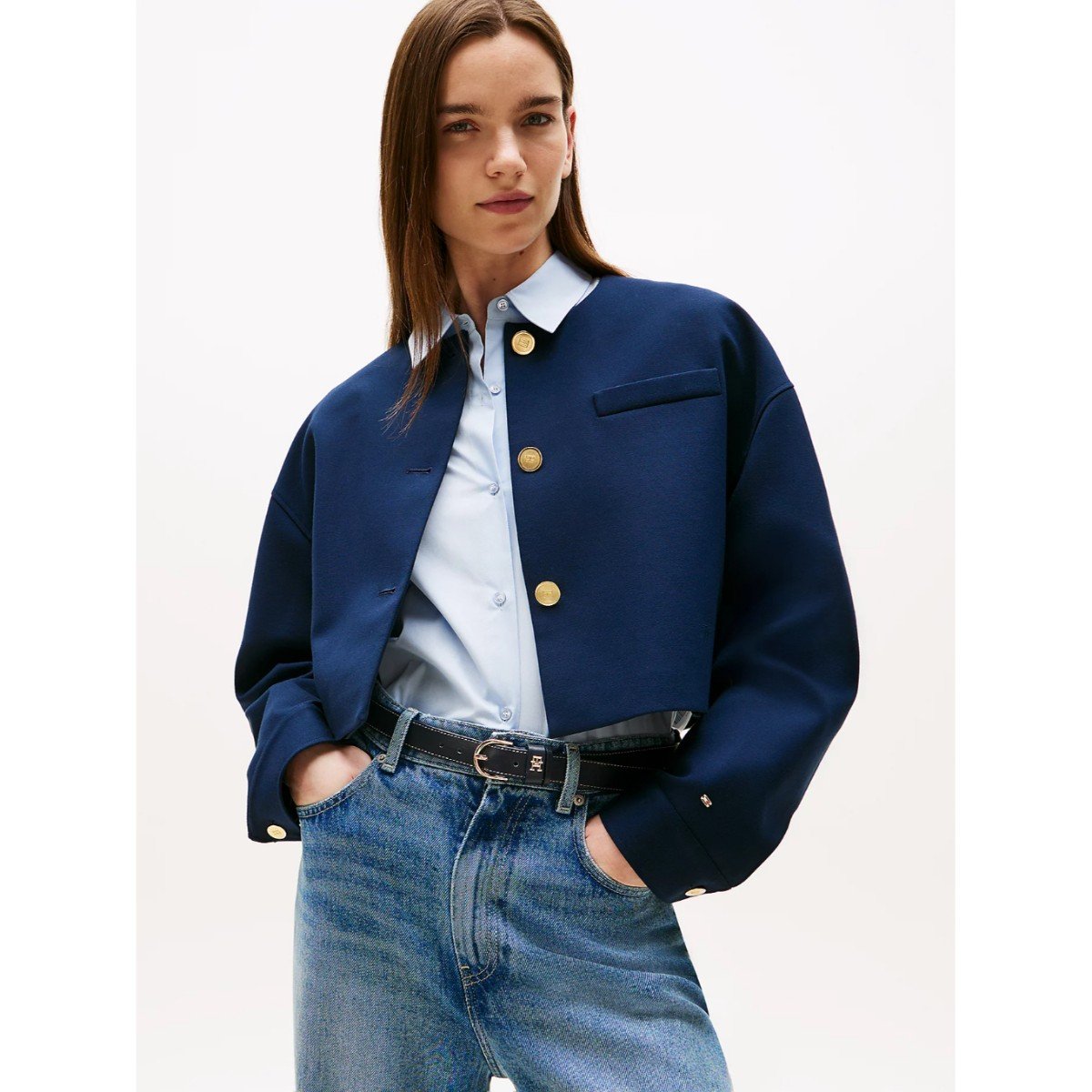 169802-0-th-ww0ww46519-punto-crop-lady-blazer-kadin-ceket-016cfe508dca Th Ww0ww46519 Punto Crop Lady Blazer Kadın Ceket – LACİVERT - Görsel 1